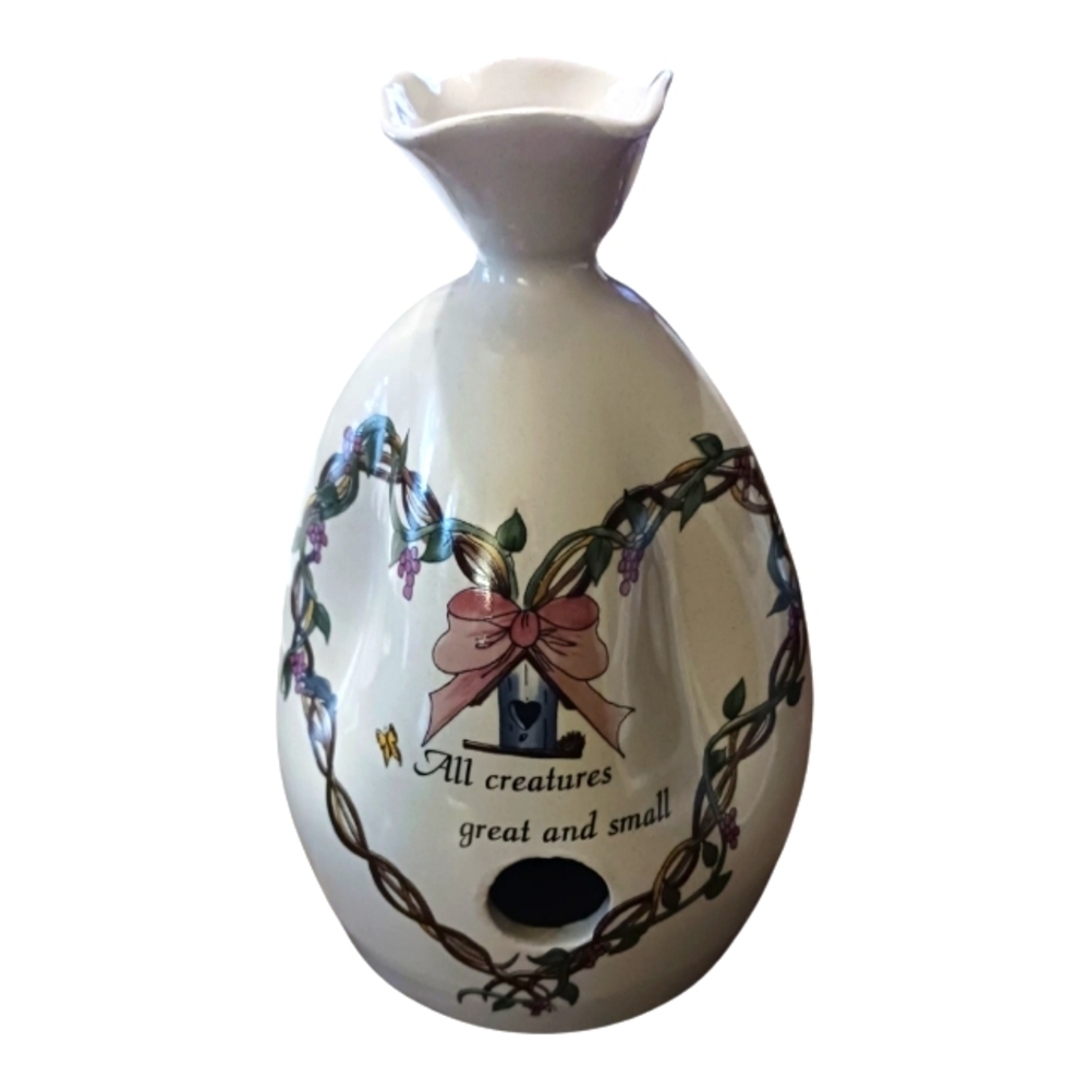 Vintage Yesteryears Hand Turned Floral Vase Ceramic Pottery Unique Rare